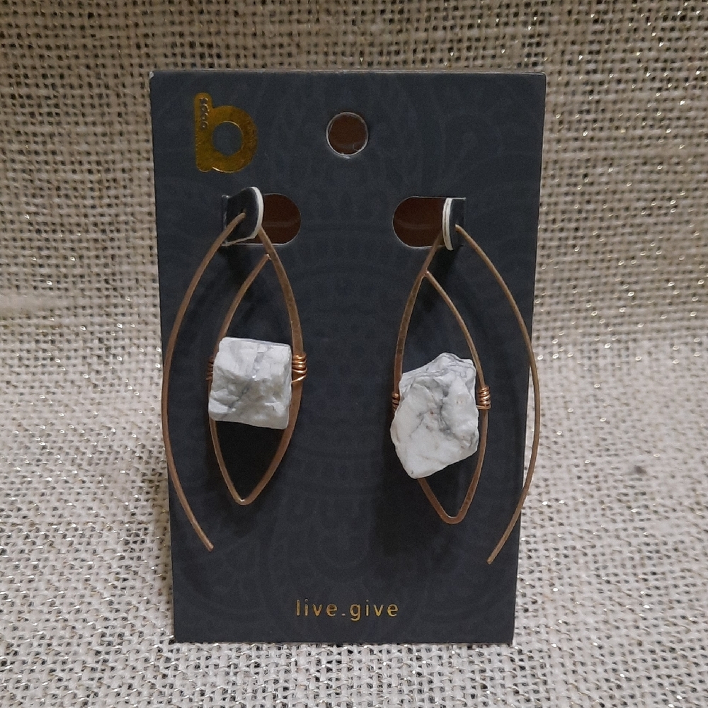 Antique Bronze Frames and White Stone Earrings